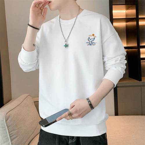 Men's Fall Long Sleeve T-Shirt, Spring Hoodie Base Layer Shirt, Men's Crew Neck Hooded Sweatshirt, Versatile Casual Sweatshirt for Men