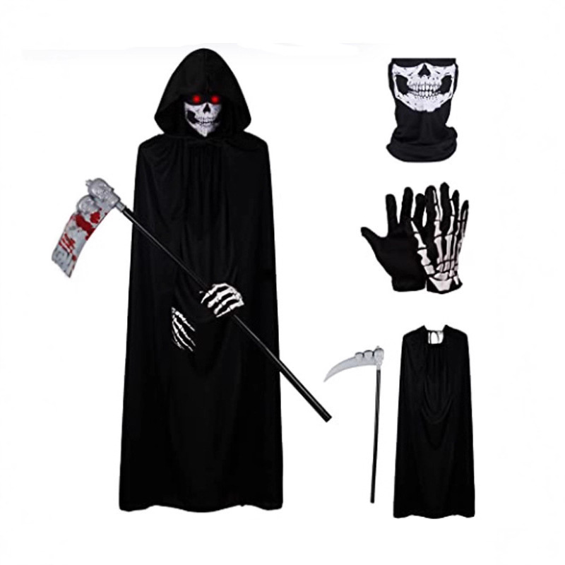 Halloween Cloak Cape Cosplay Grim Reaper Wizard Black Cloak Party Vampire Cloak Grim Reaper Cloak