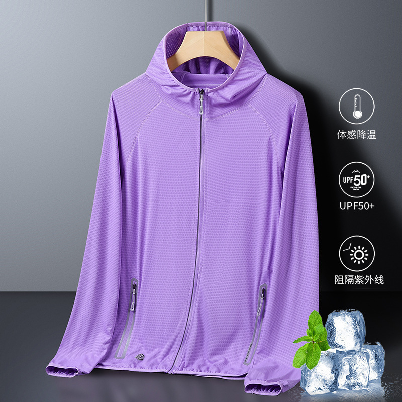 Ropa de protección solar pareja primavera y verano delgada permeable anti-UV hielo hombre pesca ropa de protección solar abrigo ultra delgado