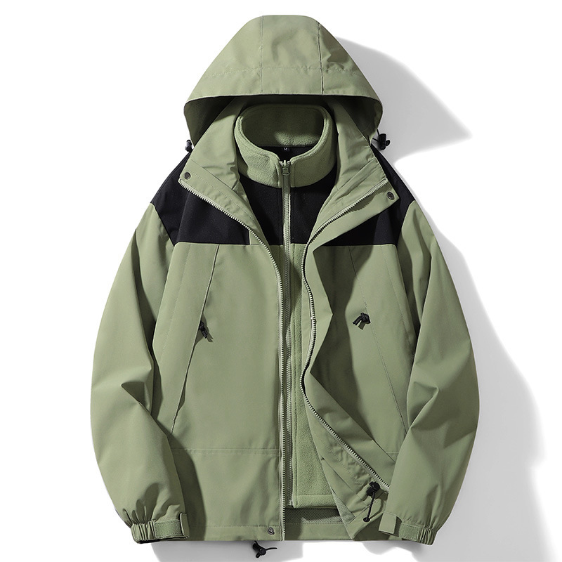 Chaqueta tres en uno para hombres y mujeres de otoño e invierno de lana a prueba de viento chaqueta cálida fábrica de ropa de Montañismo entrega en vivo