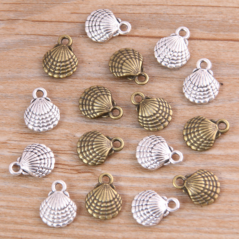 2 color 10X 13mm diy alloy jewelry accessories starfish biological charm double-sided shell pendant pendant