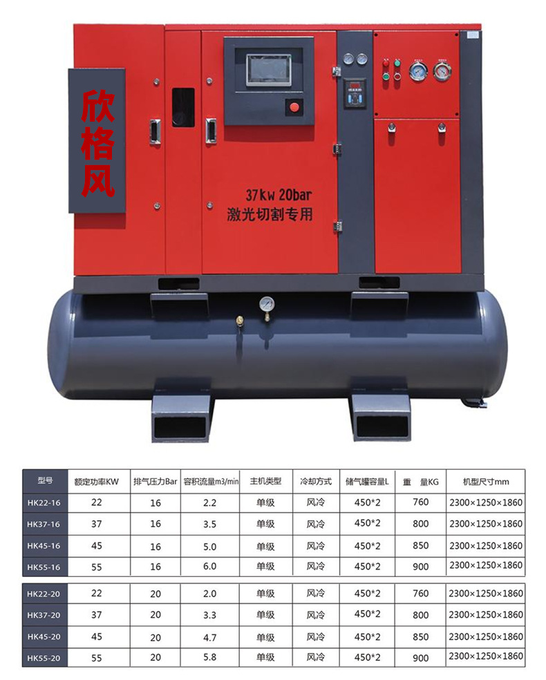 Air Compressor Manufacturer: Integrated Permanent Magnet Variable Frequency Screw-Type Air Compressor for Laser Cutting