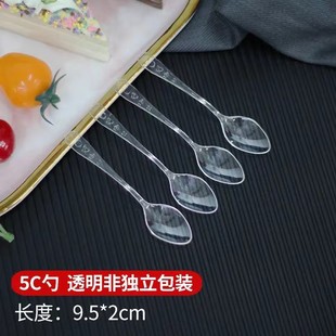 Disposable PS hard plastic mini dessert spoon sundae ice cream spoon trial spoon tasting spoon flat pudding plastic spoon