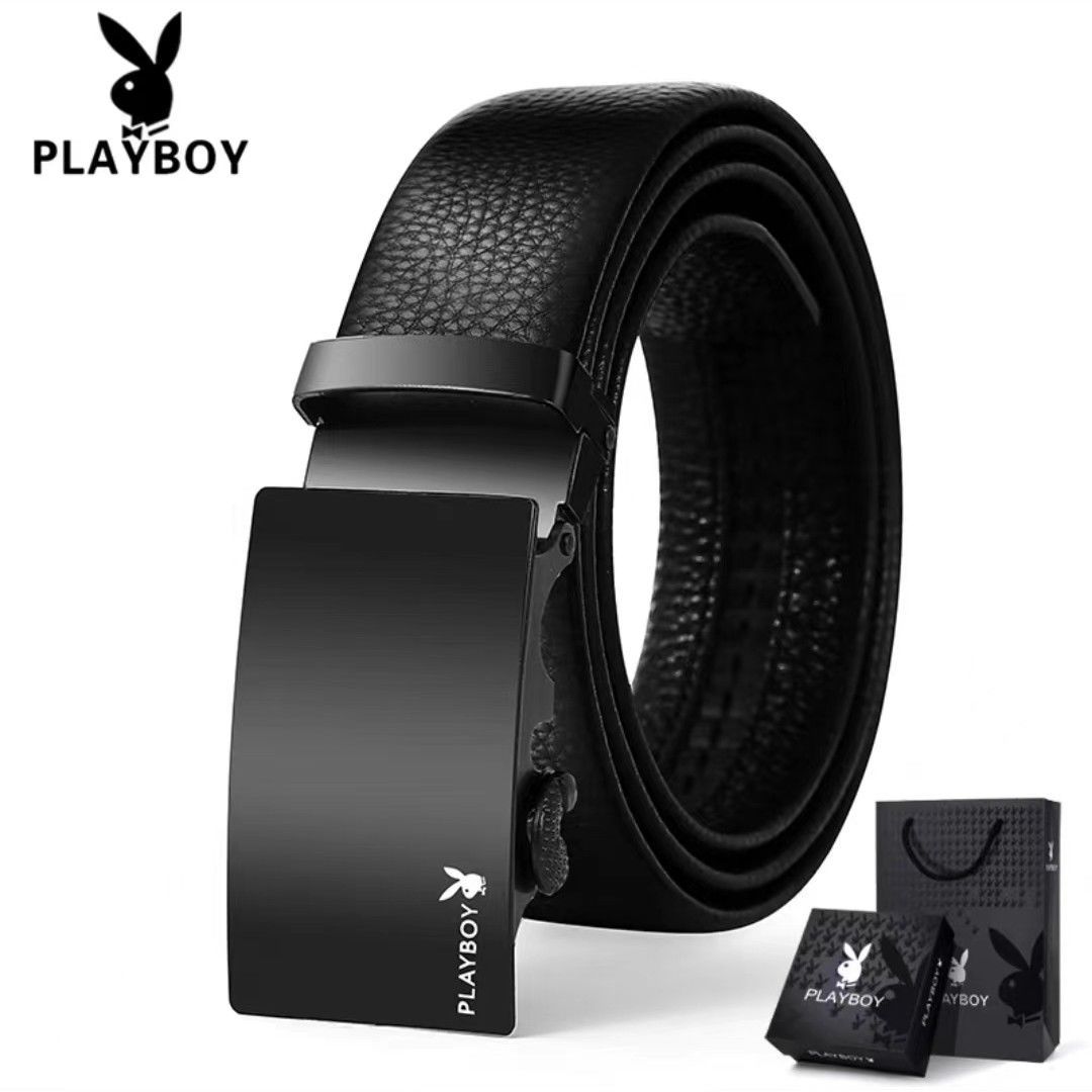 Playboy Belt Men's Soft Leather All-match Automatic Buckle Belt Men's Business Casual Fashionable Durable Belt 2