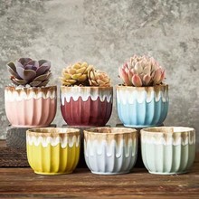 多肉陶瓷花盆 山东淄博生产小型创意多彩色花盆