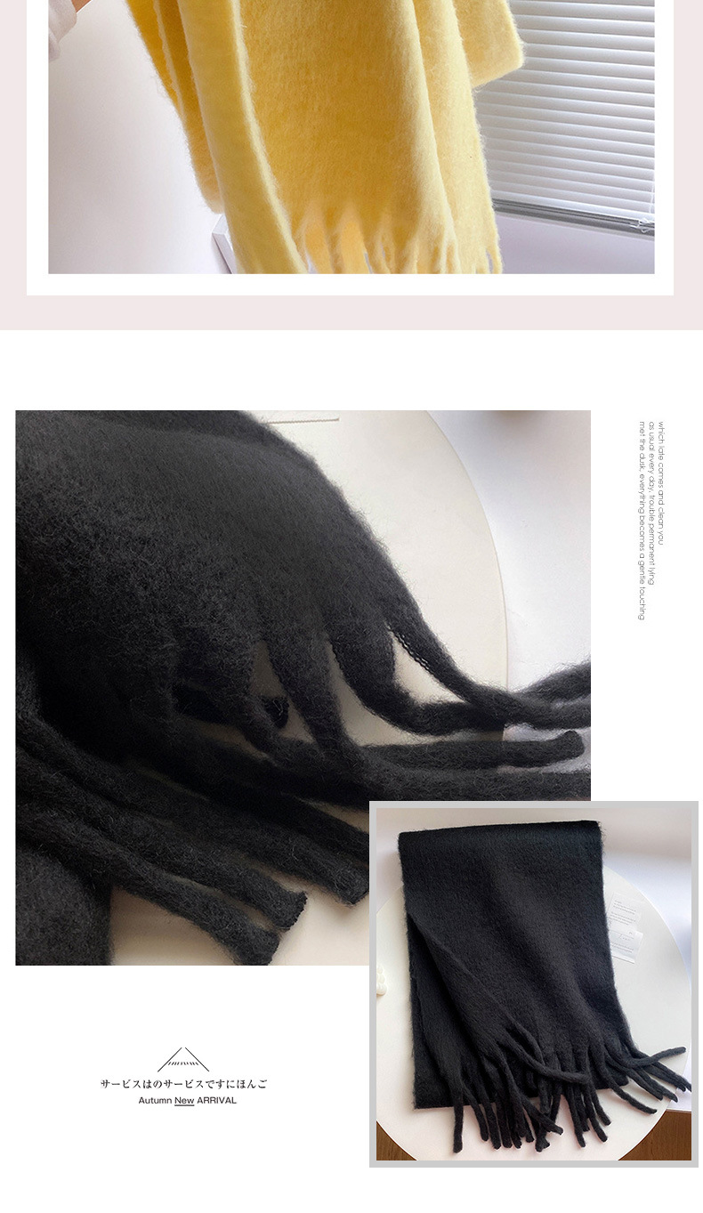 Fluffy Solid Scarf For Women Warm Winter Cashmere Style Shawl_voghion.com