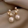 13 # Spliced ​​pearl zircon stud earrings