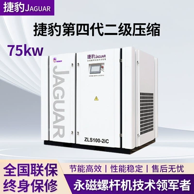 Jaguar Air Compressor 75Kw 100 Hp 75 Kilowatt Two-Stage Air Compressor 15 Cubic Meters Variable Frequency Screw Type Silent