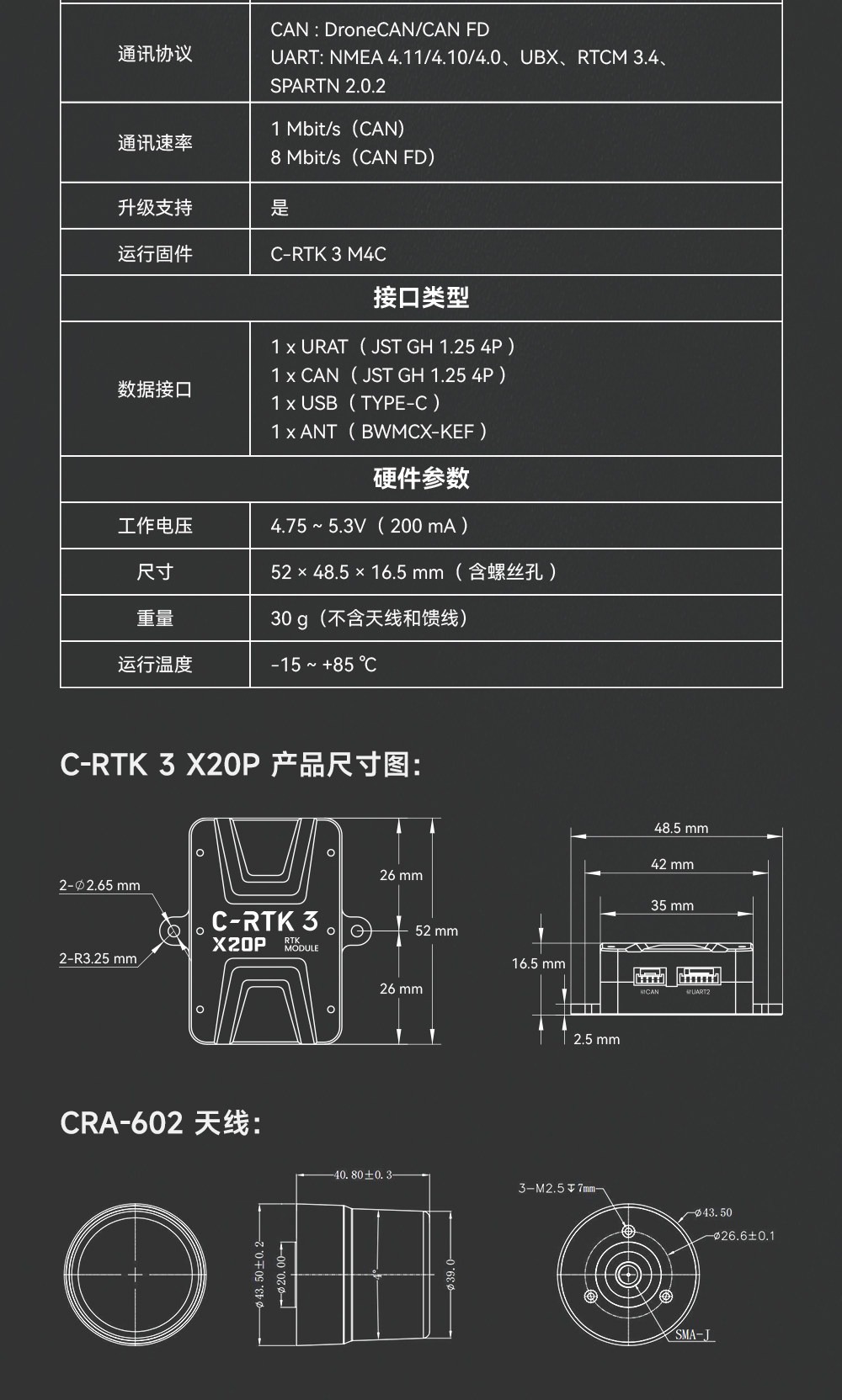 CUAV's new product C-RTK 3X20P high-precision positioning module u-blox X20 full-band GNSS centimeter-level