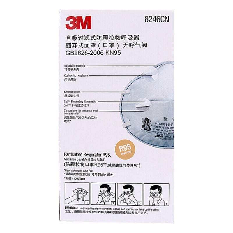 3m8246/8247 anti-PM2.5 Haze R95 nivel olor a prueba de polvo spray pintura cabeza máscara