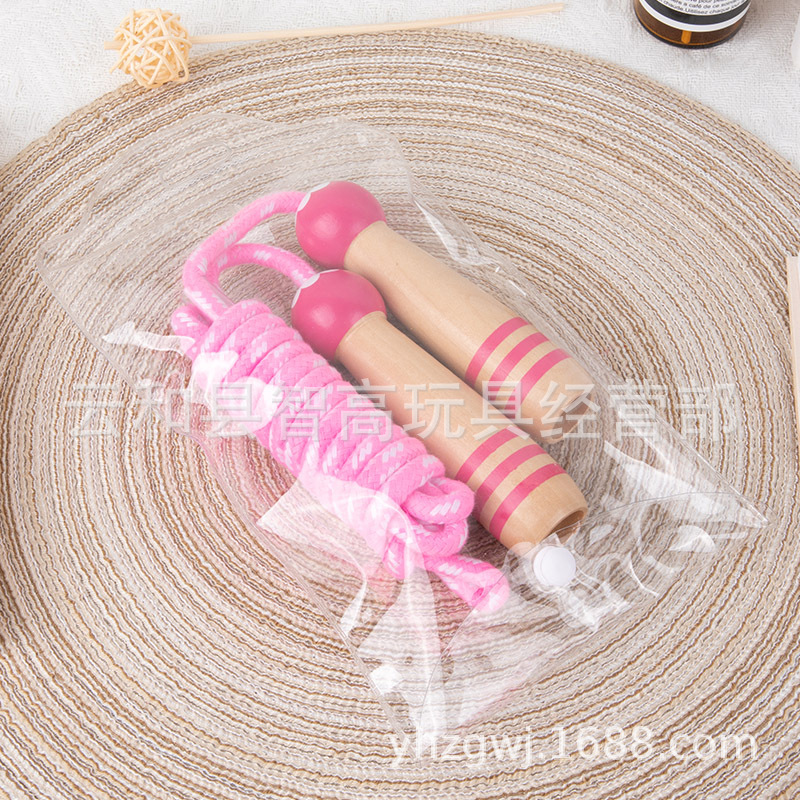 De madera de dibujos animados para niños saltar la cuerda de jardín de infantes ajustable suministros para estudiantes equipo de fitness para niños Deportes deportes al aire libre