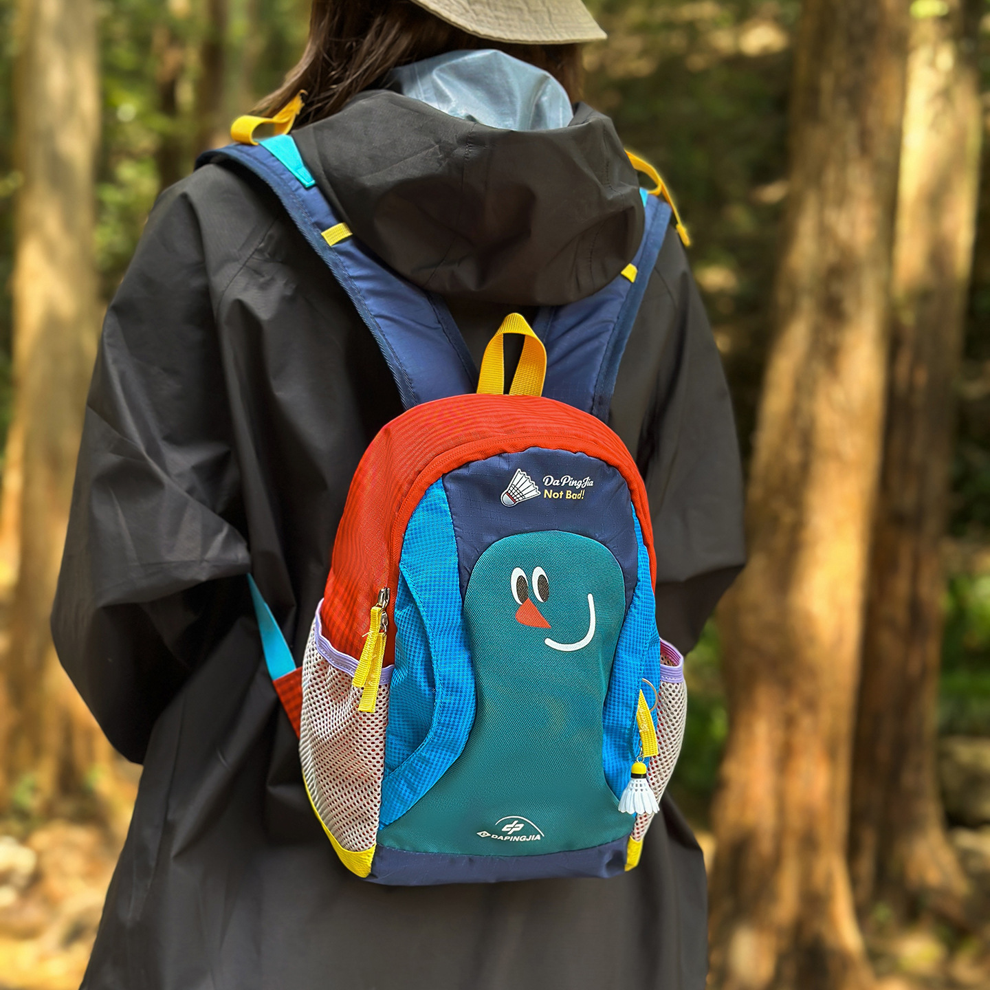 Dopamine Contrast Color Lightweight Backpack Outdoor American Badminton Bag Color Splicing Hiking Mountaineering Bag Women's School Bag