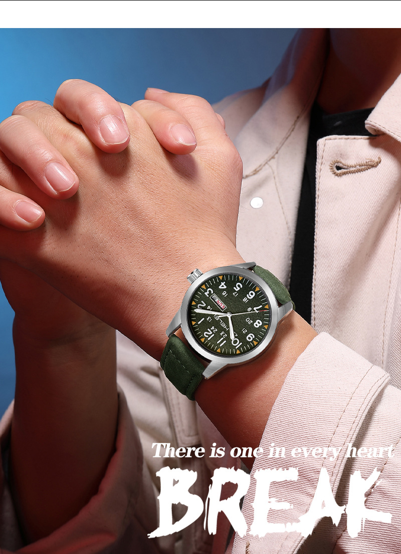 New Brand HELEI Men's Watch Genuine Leather Waterproof Luminous Wrist Watch Quartz Watch Calendar Week Display_voghion.com