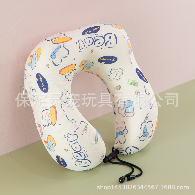 Almohada en forma de U de algodón con memoria de color sólido Almohada redonda para el cuello de viaje Almohada en forma de U de algodón con memoria cabeza con logotipo impreso al por mayor image 14