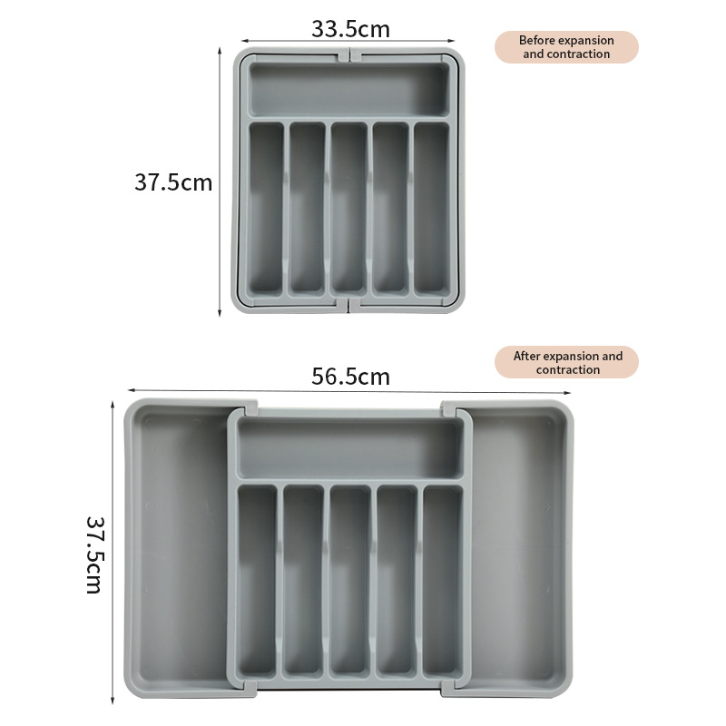 Transfronterizo Expandable Utensil Tray Cuchillo y tenedor ajustable Caja de almacenamiento de vajilla Caja de acabado de cajón