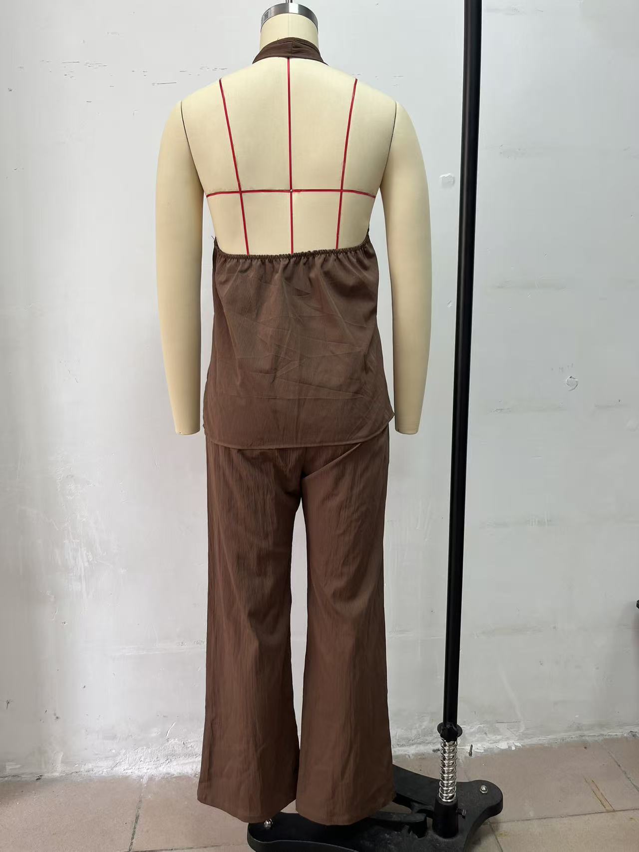 2026 New European And American Women's Clothing Off Shoulder Sleeveless Fashion Trousers Fashion Casual Set_ecoleips.com