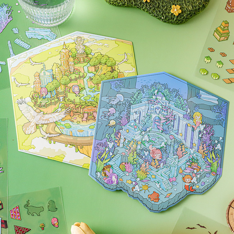 Pegatinas de paisajismo Mu Ran 3D para encontrar leyendas, lindas pegatinas tridimensionales, descompresión de escenas en miniatura, pegatinas de decoración de estudiantes