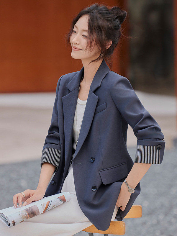 时尚灰色小西装宽松外套女2025秋冬新款气质职业装正装西服女上衣|undefined