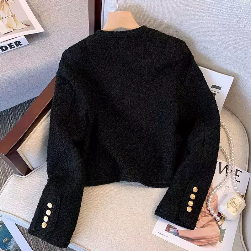 Жакет-кардиган женский короткий, стиль Chanel, черный блузон, нашит подклад, размеры S–2XL