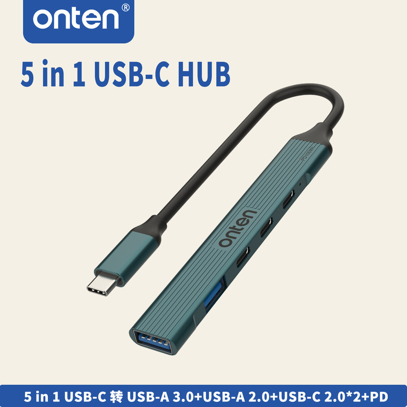 Onten/Outen Type-C 3.0 Four-Port Hub 2A3C Pd MacBook Splitter Small Strip Onten/Outen Type-C 3.0 Four-Port Hub 2A3C Pd MacBook Splitter Small Strip