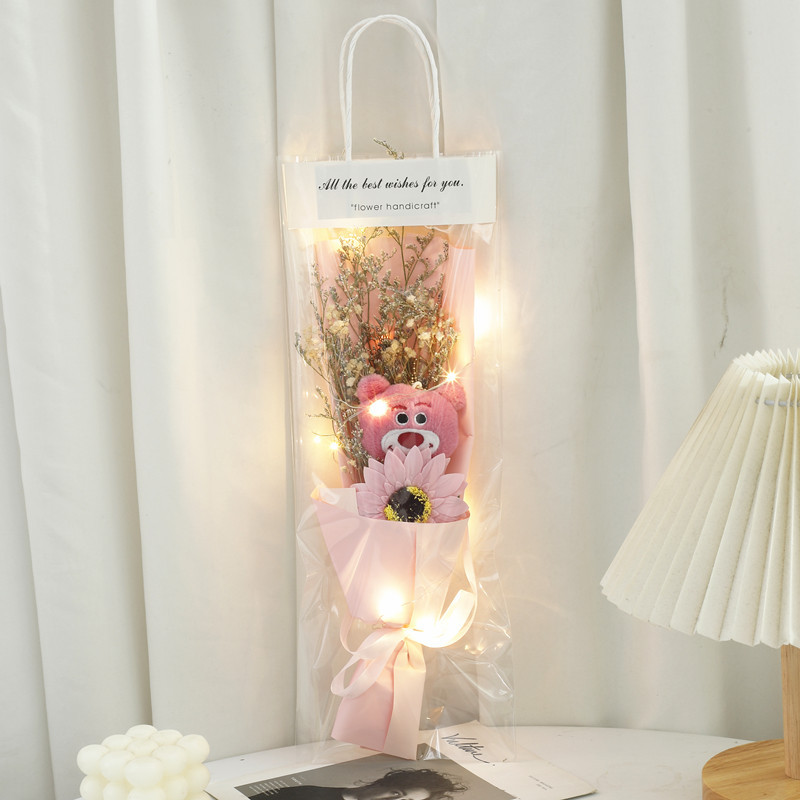 Festival de la diosa Sanba Nueva fresa en bolsas muñeca del oso Rosa jabón seco ramo regalo para la novia y esposa