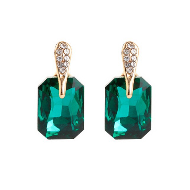 Pendientes cuadrados de cristal con strass - Pendientes de moda personalizados estilo coreano [Cenfan] - Joyería para comercio exterior