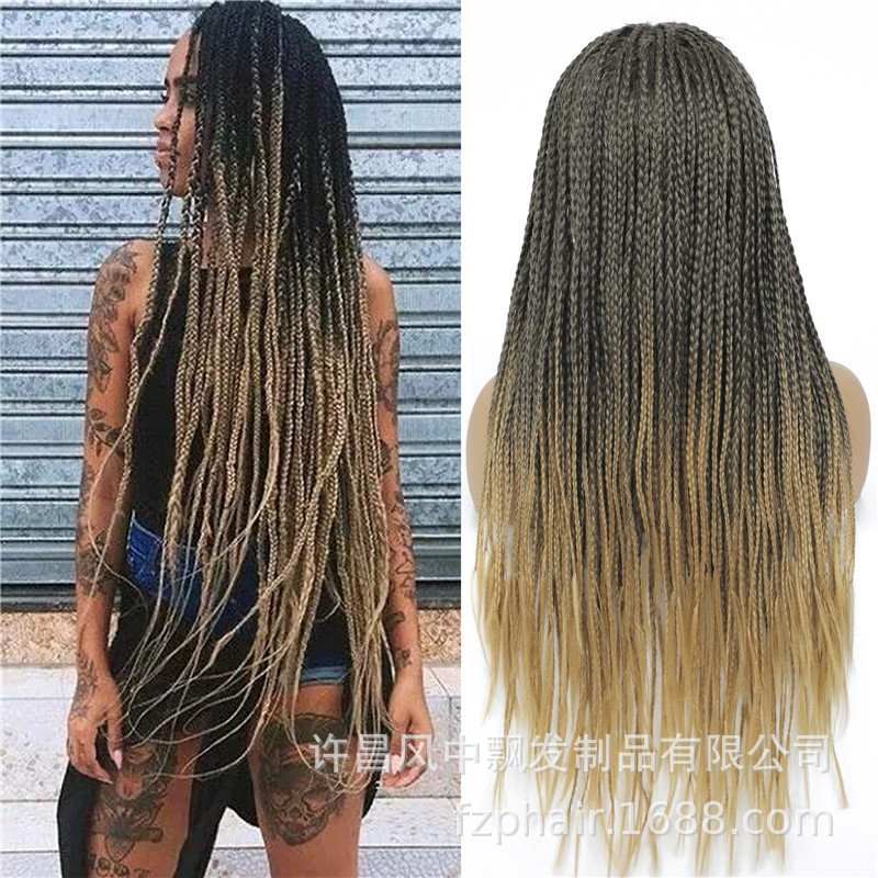 Three-strand Long headgear African dirty Braid Wig pure hand-woven crochet hair European and American Long Braid Wig