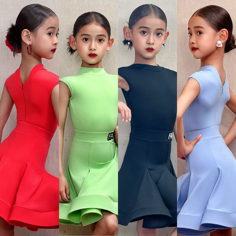 FAZ子供用ネットセレブラテン規定ハイエンドダンス服女の子プロ競技用スイングスカートパフォーマンス服|undefined