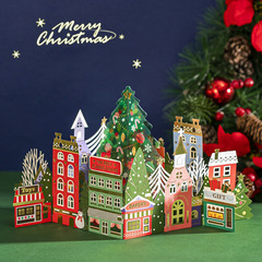 クリスマス立体グリーティングカード創意紙彫刻祝日装飾品箔押し遠山町3d祝福カードクロスボーダー金
