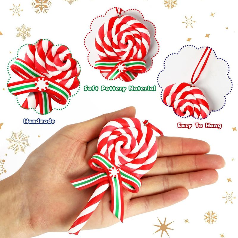 12 個クリスマスキャンディデコレーション木製ロリポップハンギングオーナーケーンクリスマスツリー装飾クリスマスパーティー用|undefined