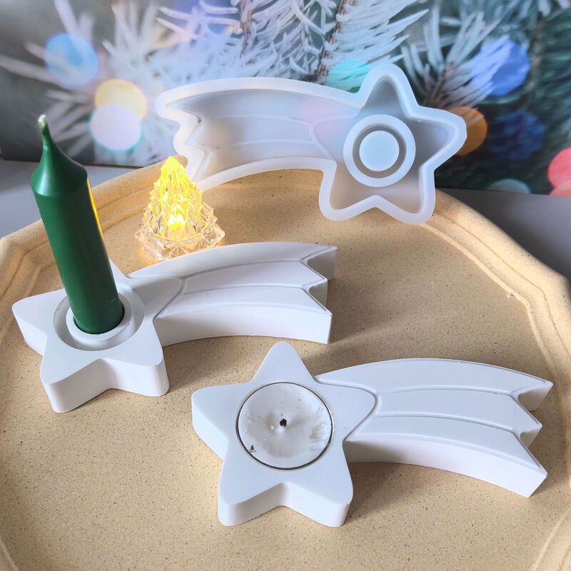 圣诞系列硅胶模具五角星流星烛台茶灯支架石膏滴胶节日装饰模具|undefined