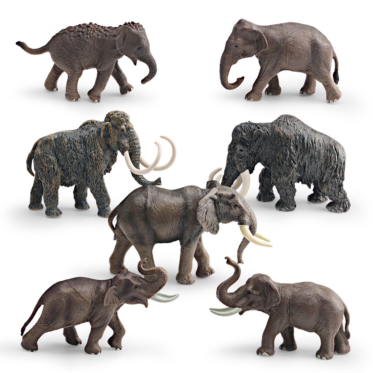 Simulación transfronteriza animal mamut modelo de mamut elefante una familia de tres más de adornos estáticos de escritorio opcionales