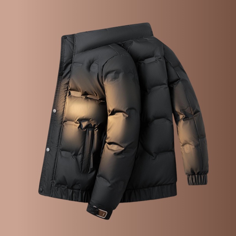 Chaqueta de plumón ligera y delgada, ropa de invierno para hombres, nuevo cuello corto relajado, chaqueta de plumón para hombres de mediana edad.
