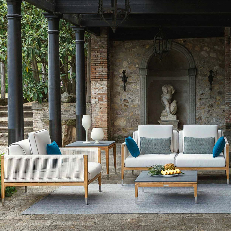 silla de teca al aire libre sofá patio balcón jardín de alojamiento de caña ocio combinación de cordón impermeable muebles al aire libre