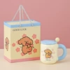 Синяя «милый пёс», чашка + ложка + крышка, подарочная коробка