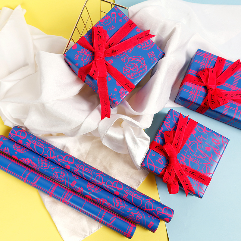 Amazon venta caliente papel de envoltura fluorescente de gran tamaño papel de regalo creativo día de San Valentín papel de embalaje de regalo de cumpleaños para niños