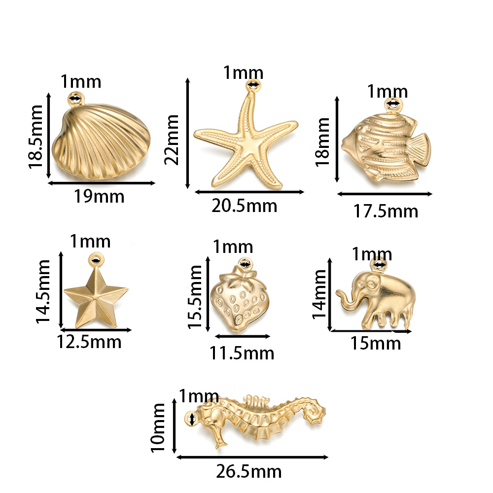 20g Weight Pendant Jewelry Making Type DIY Ornament Accessories Classification 10 PCS/Package Quantity 304 Stainless Steel Material Strawberry, Shell, Fish Pattern All Seasons Season Plating Design Simple Style Style 10 PCS/Package 304 Stainless Steel Strawberry Shell Fish Pendant DIY Ornament Accessories 无