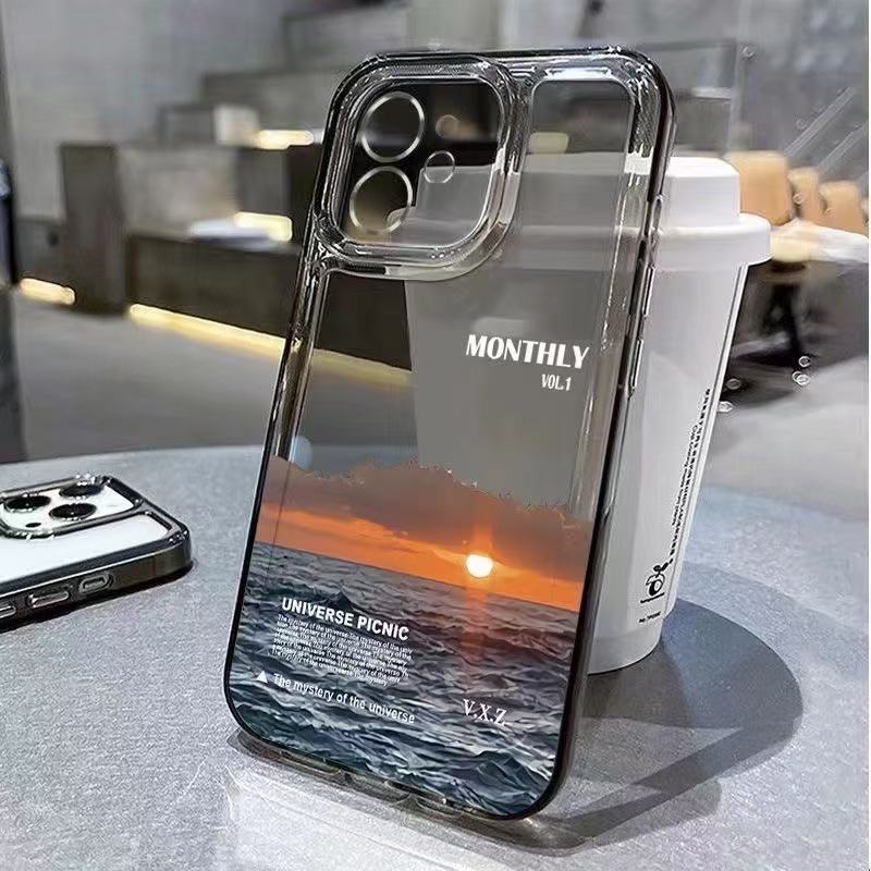 Paisaje al atardecer para iphone16promax funda para teléfono móvil transparente Apple 15 anti-caída 14pro Europa y América 13/12