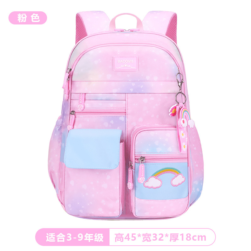 Mochila escolar transfronteriza para niñas lindas mochila arco iris de gran capacidad lateral abierta mochila de grado 1 - 2 - 3 - 6