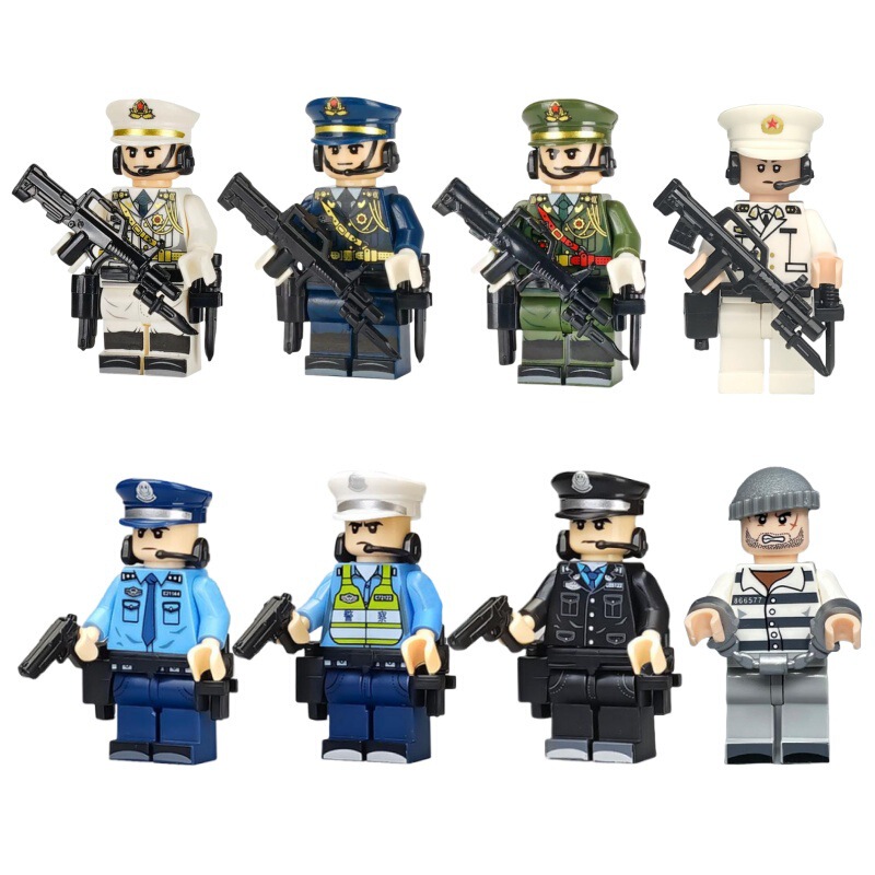 Building Block Figures: Police Catching Thieves, Prisoners, Sea, Land, and Air Guard Teams, Military Weapons, Small Particle Assembly Building Block Toys Building Block Figures: Police Catching Thieves, Prisoners, Sea, Land, and Air Guard Teams, Military Weapons, Small Particle Assembly Building Block Toys