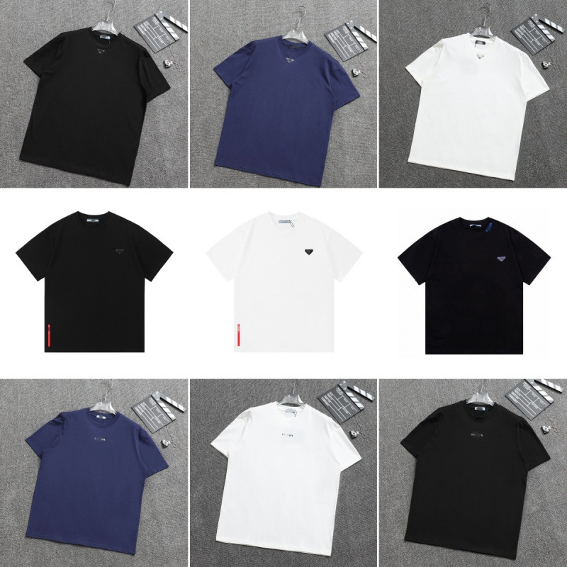 Cross-Border Foreign Trade High-Quality Pujia New Summer Classic Chest Triangle Print Short-Sleeve Pure Cotton Unisex T-Shirt