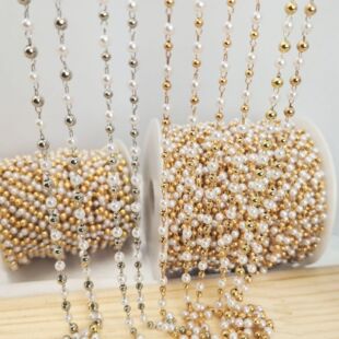 DIY color retention chain pearl copper ball combination decorative chain versatile fashion tassel necklace bracelet hairpin accessories material