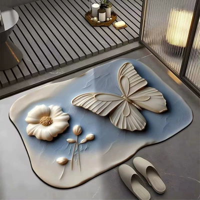 Avtomobil döşəmə paspasları, Absorbent Foot Mat Entrance Easy - flower-10-4060cm-diatom-mud