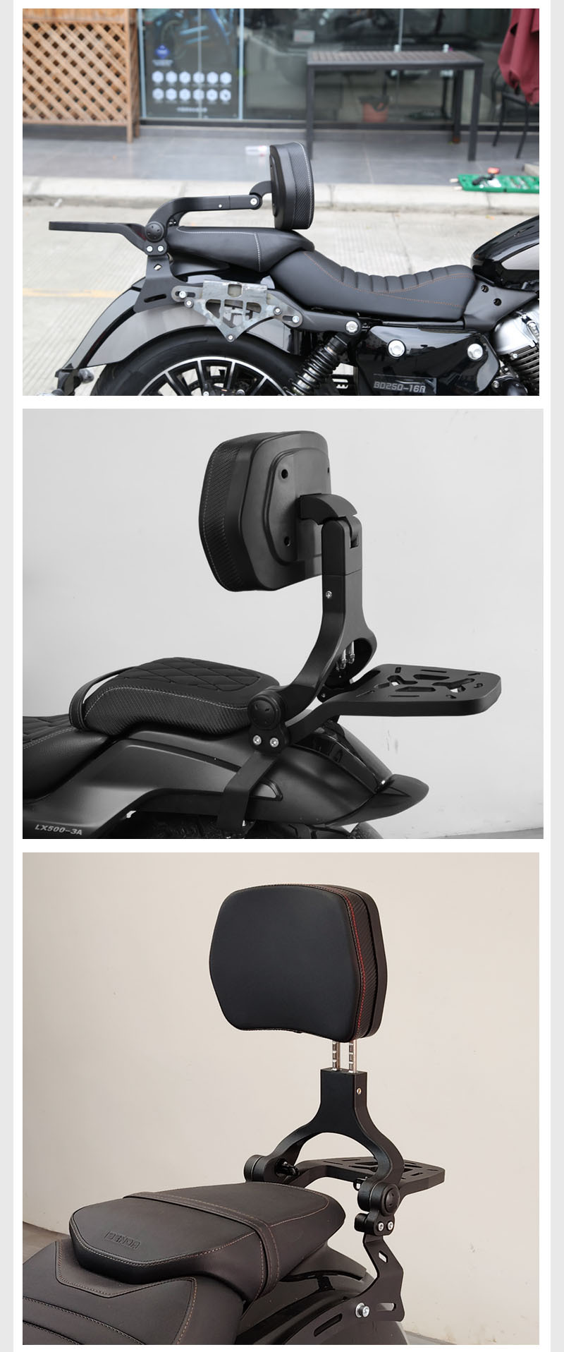 The new motorcycle folding backrest is universally applicable to various car modification accessories aluminum alloy non-destructive installation tailstock