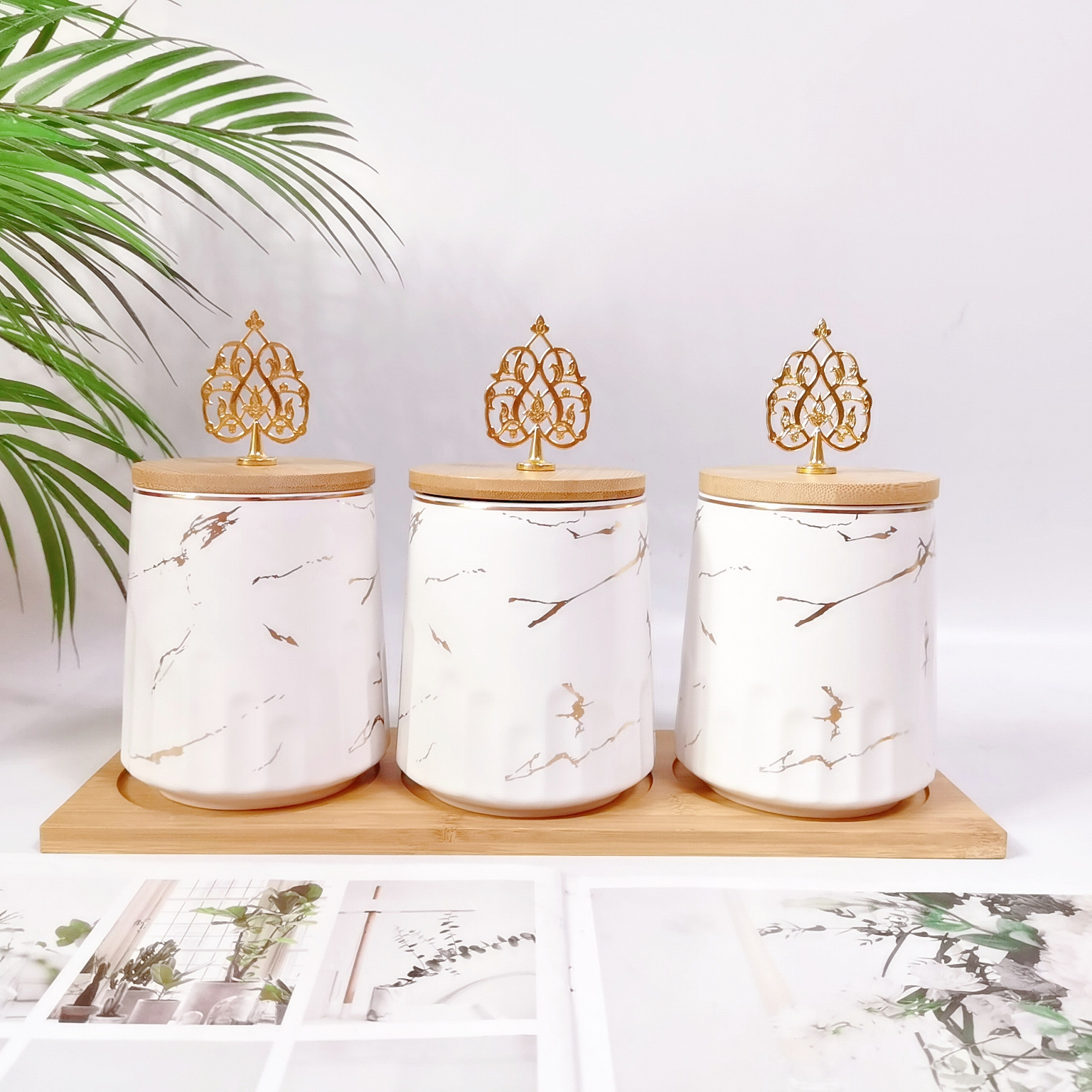 Tarro sellado de cerámica frasco de almacenamiento de exportación transfronteriza tapa de madera Tarro de almacenamiento de té condimento de cocina tarro de café tarro traje