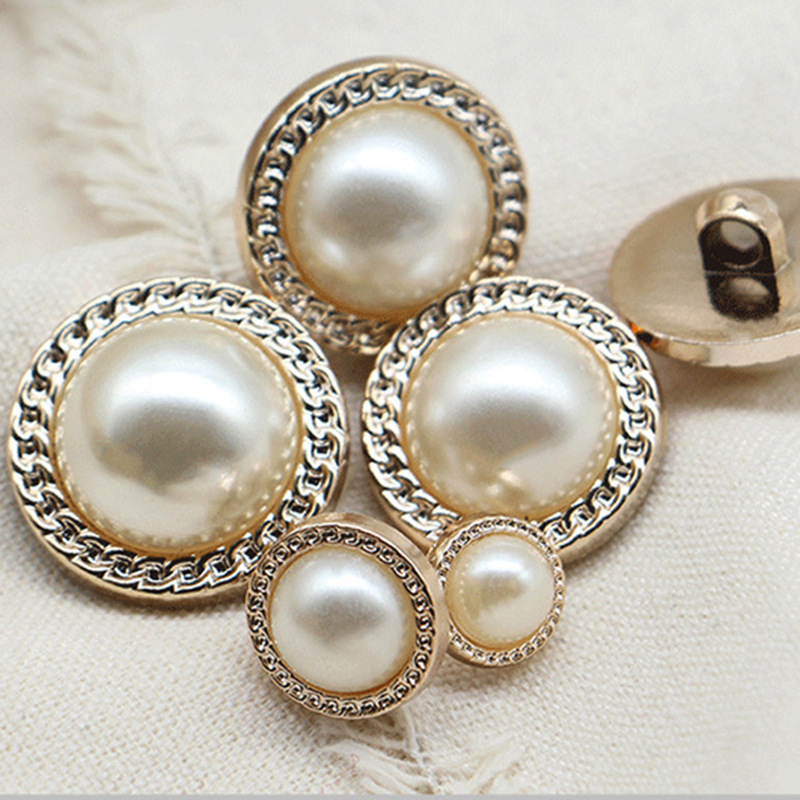 Plastic buttons wholesale small fragrant style Pearl double spell high-grade shirt round clothing women's sweater gold-rimmed hand-stitched buttons