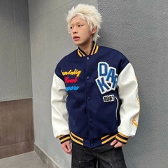 新款高街撞色情侣棒球服外套春秋季新款百搭宽松炸街痞帅休闲夹克