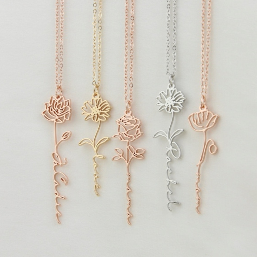 Fashion Simple Style Flower Stainless Steel Plating Necklace