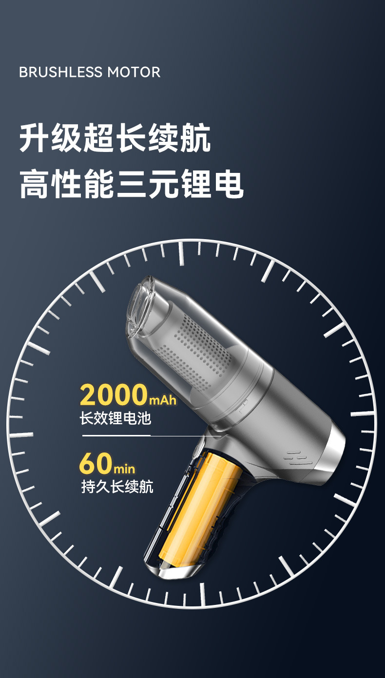 New Car Vacuum Cleaner with Wireless Charging, Handheld Household High-Power Blower and Vacuum Cleaner, Keyboard and Computer Dust Blowing Gun