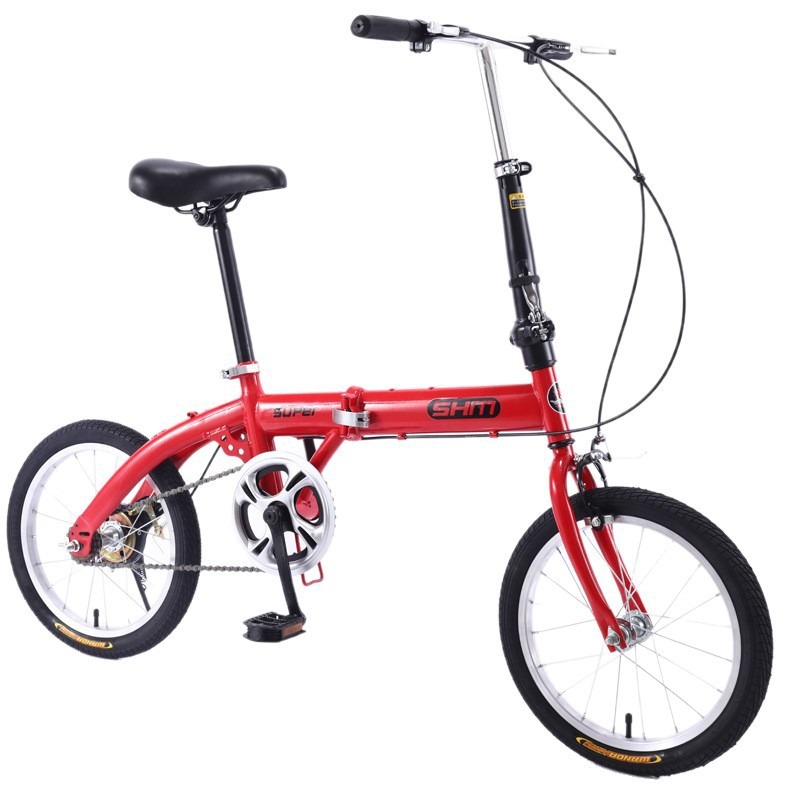Bicicleta plegable para mujer, bicicleta portátil ligera, mini bicicleta de ruedas pequeñas de 16 pulgadas con doble plegado para estudiantes, venta al por mayor de fábrica
